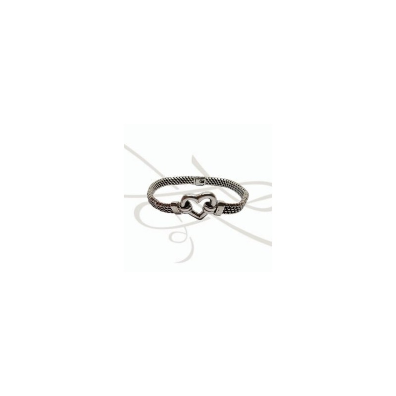 PULSERA CON DIJE CORAZON ELECTROFORMADO PLATA PLANA