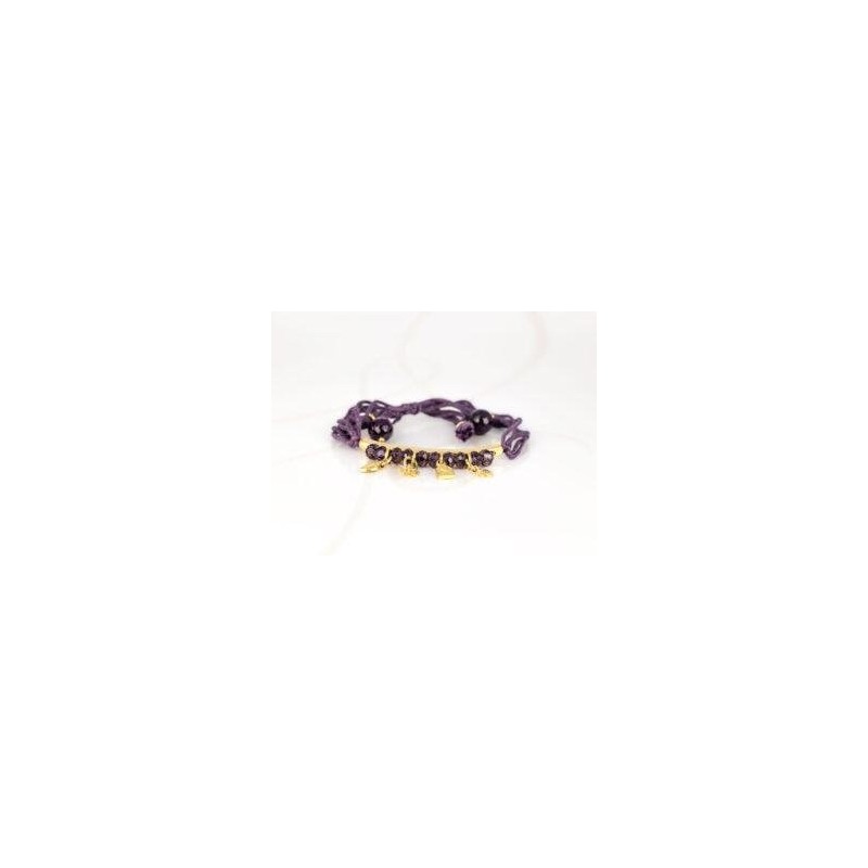 PULSERA CON DIJE ORO LAMINADO BARRA CORDONES PIEDRA