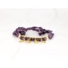 PULSERA CON DIJE ORO LAMINADO BARRA CORDONES PIEDRA
