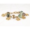 PULSERA CON DIJE ORO LAMINADO BOLAS ESPIRALES PIEDRA