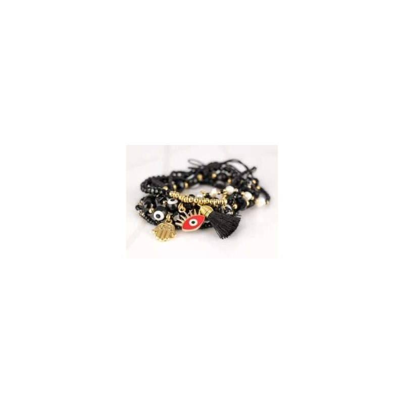 PULSERA CON DIJE ORO LAMINADO CRISTAL SUERTE MIYUKI