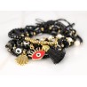 PULSERA CON DIJE ORO LAMINADO CRISTAL SUERTE MIYUKI