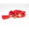 PULSERA CON DIJE ORO LAMINADO FLOR POMPON CRISTAL