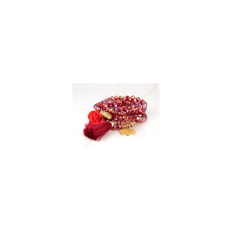 PULSERA CON DIJE ORO LAMINADO FLOR POMPON CRISTAL