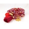 PULSERA CON DIJE ORO LAMINADO FLOR POMPON CRISTAL