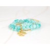 PULSERA CON DIJE ORO LAMINADO NIÑA TRIPLE PIEDRA