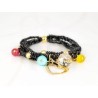 PULSERA CON DIJE ORO LAMINADO PIEDRA CORAZON CRISTAL
