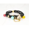PULSERA CON DIJE ORO LAMINADO PIEDRA CORAZON CRISTAL