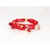 PULSERA CON DIJE ORO LAMINADO PIEDRA CORAZON CRISTAL