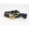 PULSERA CON DIJE ORO LAMINADO TUBO POMPON CRISTAL