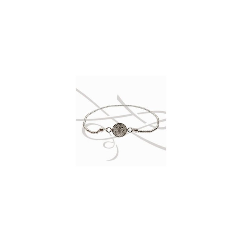 PULSERA CON DIJE PLATA BOLITAS SAN BENITO