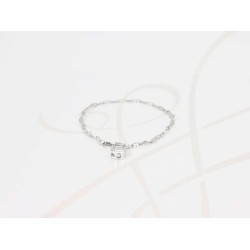 PULSERA CON DIJE PLATA CIRCULO ZIRCONIA CADENA