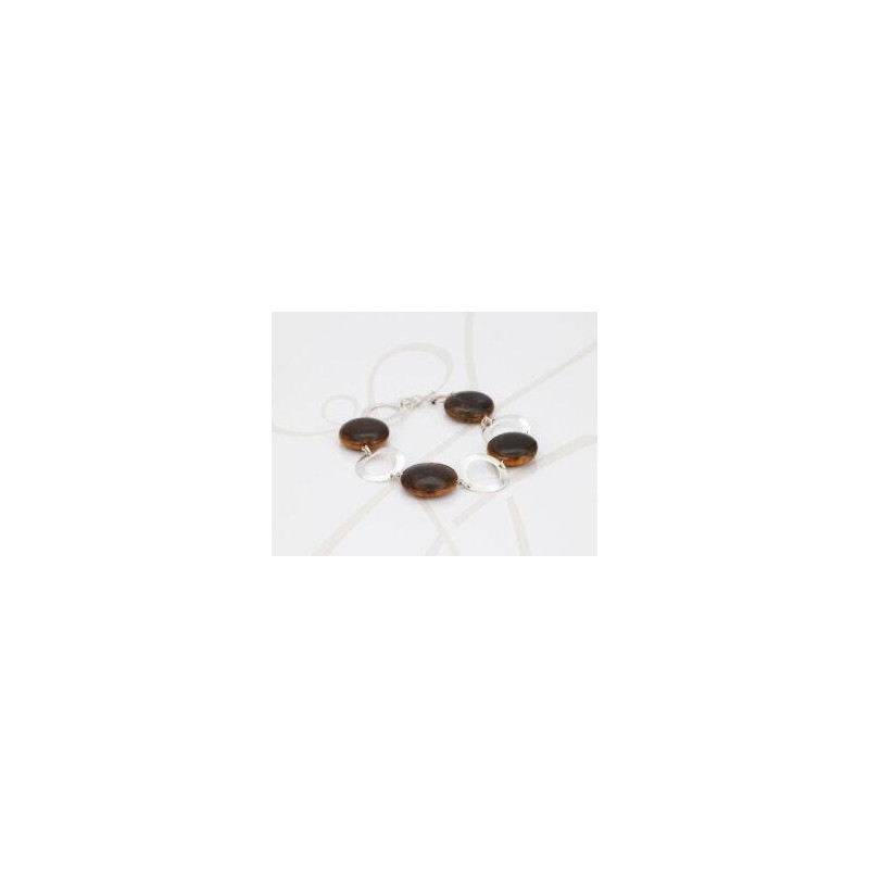 PULSERA CON DIJE PLATA CIRCULOS PIEDRA OT