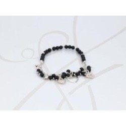 PULSERA CON DIJE PLATA DIJES CORAZONES PIEDRA ON