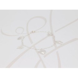 PULSERA CON DIJE PLATA DIJES SUERTE LASER