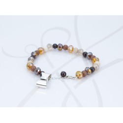 PULSERA CON DIJE PLATA MOÑO CRISTAL
