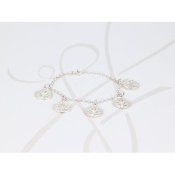 PULSERA CON DIJE PLATA VARIOS ARBOLES VIDA CADENA