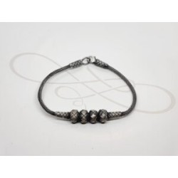 PULSERA CUATRO BOLAS PLATA PAVONADA