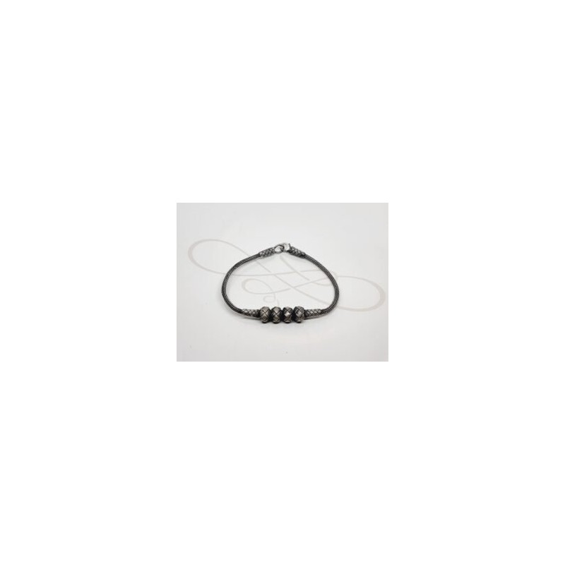 PULSERA CUATRO BOLAS PLATA PAVONADA