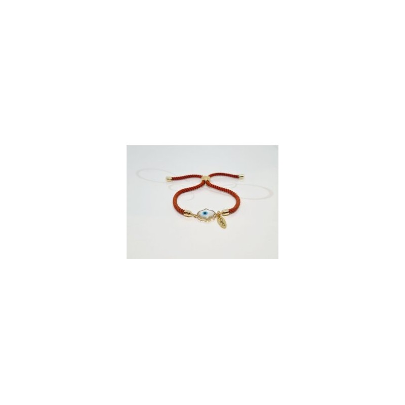 PULSERA MANO FATIMA CORDON NARANJA