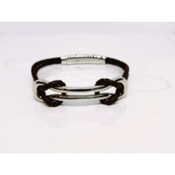 PULSERA PIEL TRENSAZA CAFÉ DOBLE NUDO