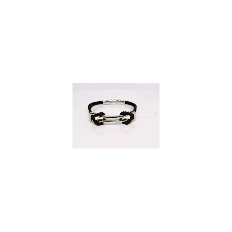 PULSERA PIEL TRENSAZA CAFÉ DOBLE NUDO