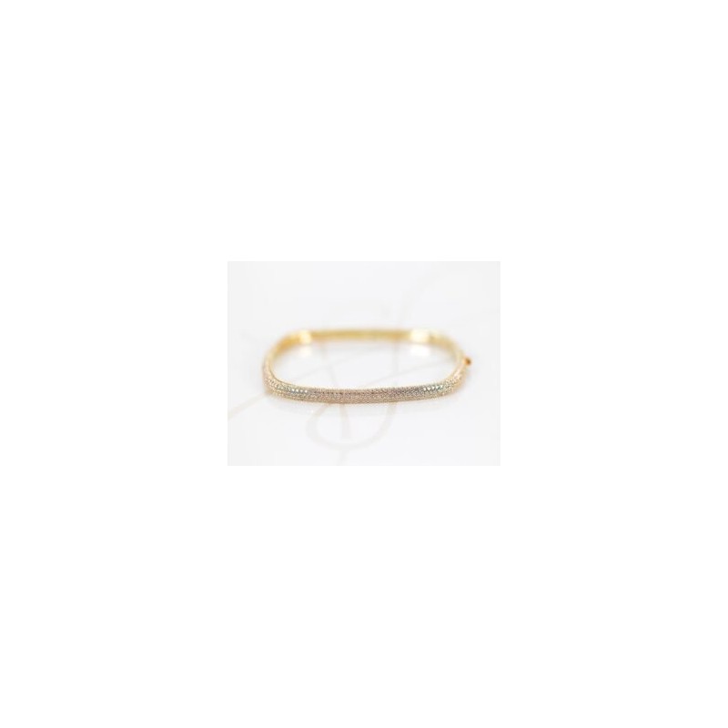 PULSERA PLATA ORO CUADRADA MICROPAVE ZIRCONIAS 5A