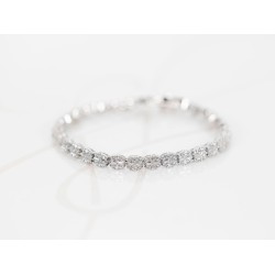 PULSERA PLATA RODIZADA CIRCULOS BAGUETTE TOPACIO BLANCO