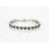 PULSERA PLATA RODIZADA CIRCULOS ESMERALDAS CON HALO TOPACIO BLANCO