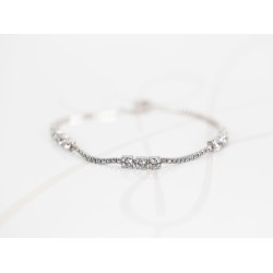 PULSERA PLATA RODIZADA TRIPLE CUADRO TOPACIO BLANCO