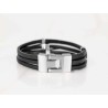 PULSERA SIN DIJE ACERO BROCHE ANCHO PIEL
