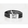 PULSERA SIN DIJE ACERO BROCHE ANCHO PIEL