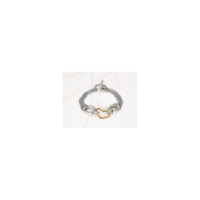 PULSERA SIN DIJE ACERO CADENAS CORAZON LISO