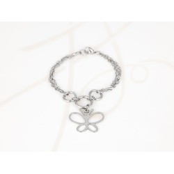 PULSERA SIN DIJE ACERO CADENAS MARIPOSA LISO