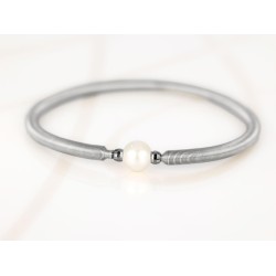 PULSERA SIN DIJE ACERO RESORTE PERLA