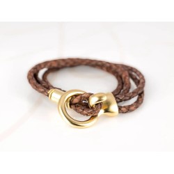 PULSERA SIN DIJE ORO LAMINADO BROCHE GANCHO PIEL