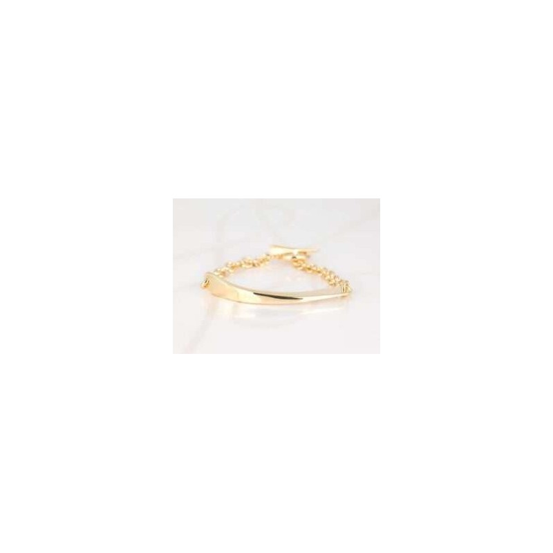 PULSERA SIN DIJE ORO LAMINADO CADENA PLACA LISO