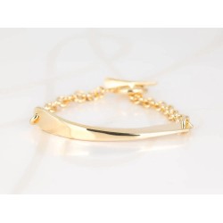 PULSERA SIN DIJE ORO LAMINADO CADENA PLACA LISO