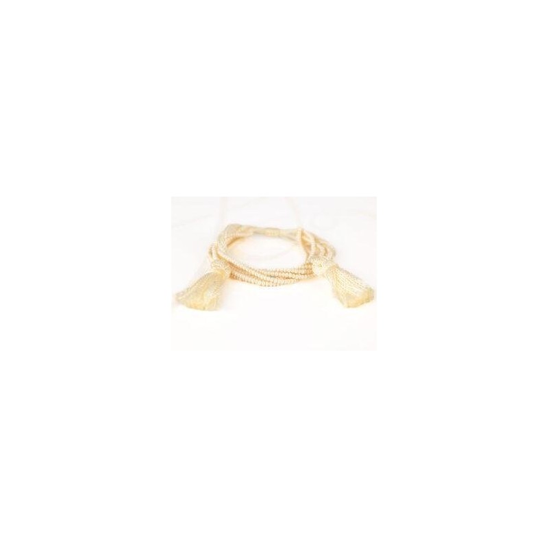 PULSERA SIN DIJE ORO LAMINADO CHAQUIRA POMPON HILO