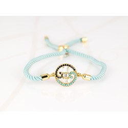 PULSERA SIN DIJE ORO LAMINADO CIRCULO CORDON ZIRCONIA
