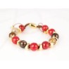 PULSERA SIN DIJE ORO LAMINADO HILO BOLAS PIEDRA