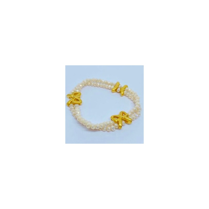 PULSERA SIN DIJE ORO LAMINADO HILOS MONOS PIEDRA