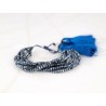 PULSERA SIN DIJE ORO LAMINADO HILOS POMPON CRISTAL
