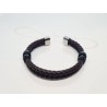 PULSERA SIN DIJE PIEL DOBLE TRENZADA CAFÉ