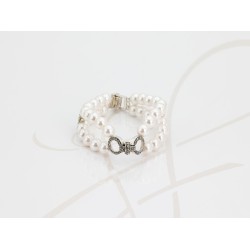 PULSERA SIN DIJE PLATA DOBLE CON BROCHE PERLA