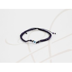PULSERA SIN DIJE PLATA MINI BOLITAS TEJIDA