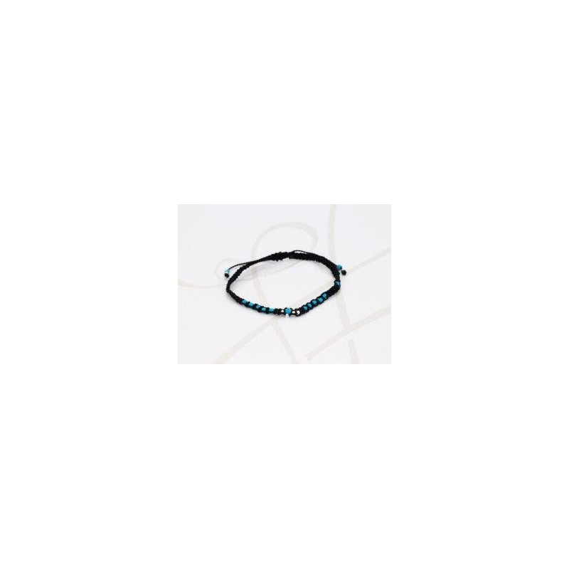 PULSERA SIN DIJE PLATA MINI BOLITAS TEJIDA