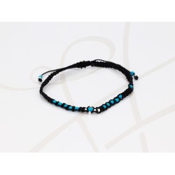 PULSERA SIN DIJE PLATA MINI BOLITAS TEJIDA