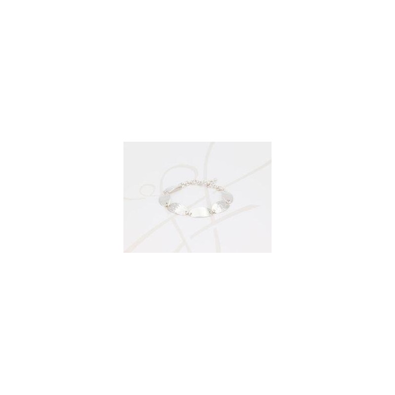 PULSERA SIN DIJE PLATA OVALOS MARTILLADO