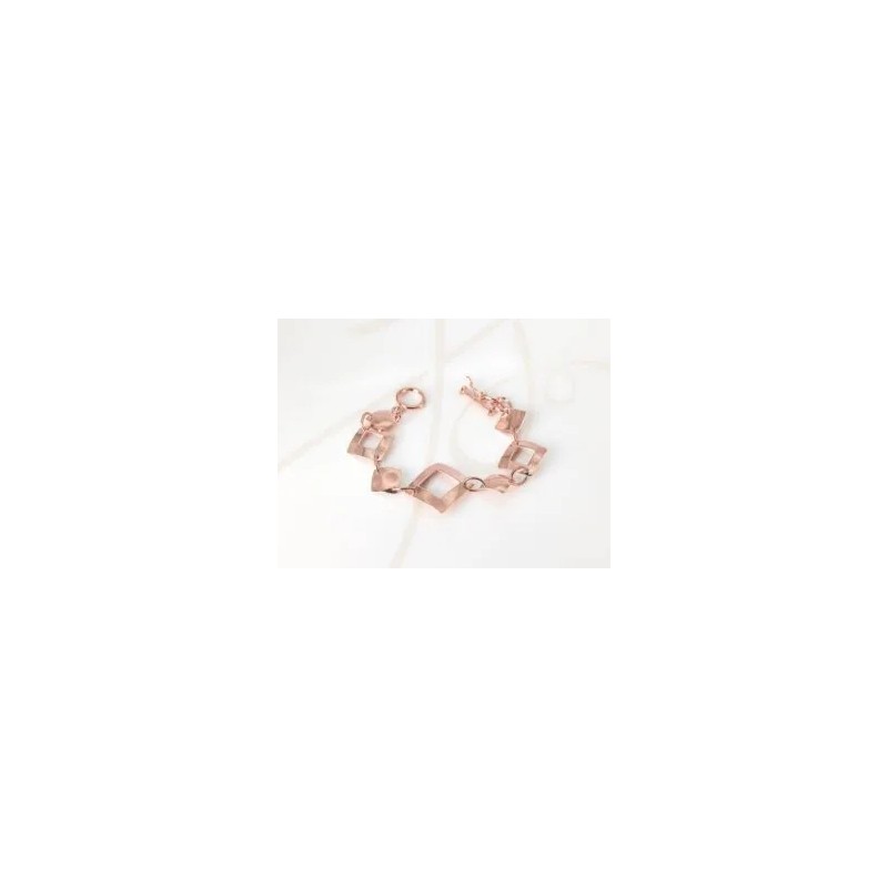 PULSERA SIN DIJE RECUBRIMIENTO DE ORO ROSA ROMBOS ASIMETRICOS LISO